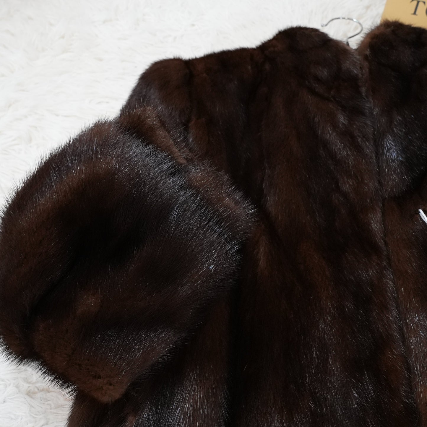 Dark Mink Jacket SAGA MINK - Genuine Vintage Fur From Japan