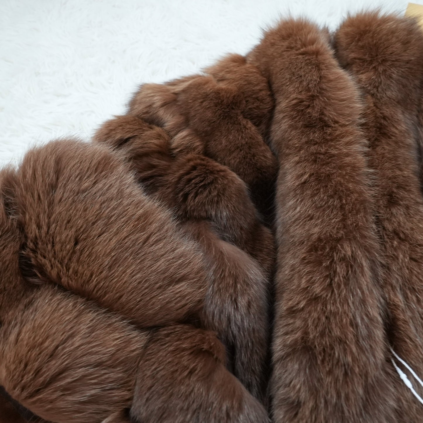 Brown Dyed Fox Fur Design Coat - Genuine Vintage Fur From Japan