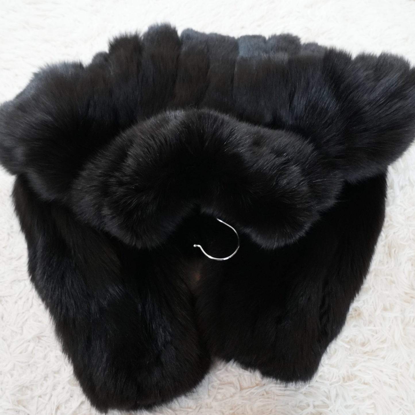 Black Dyed Fox Coat SAGA FOX - Genuine Vintage Fur From Japan