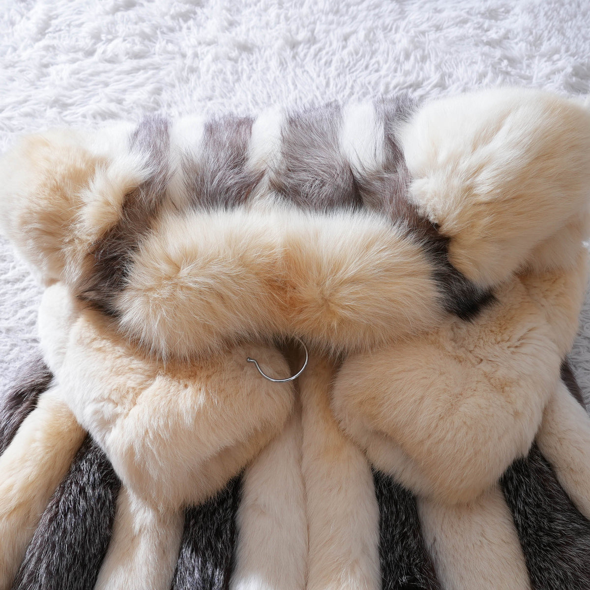 Shadow Fox and Silver Fox Stripe Design Coat Soft and Fluffy SAGA FOX