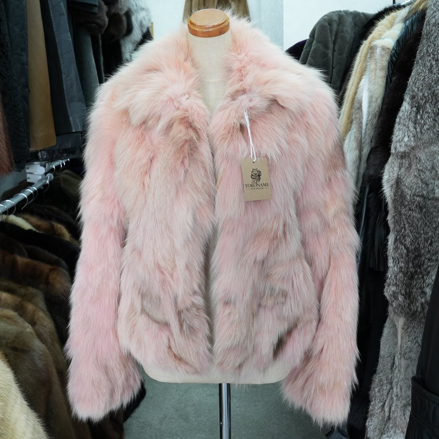 Pink Dyed Fox Fur Jacket - Genuine Vintage Fur From Japan