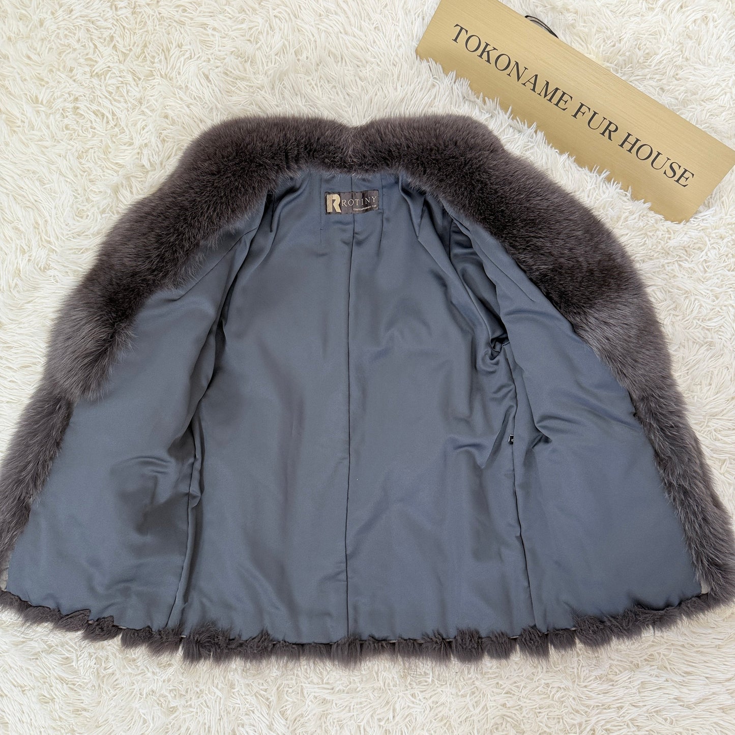 Ash purple Dyd Fox Coat Genuine Vintage Fur Japan