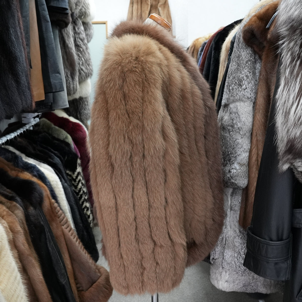 Brown Dyed Fox Fur Coat - Genuine Vintage Fur From Japan