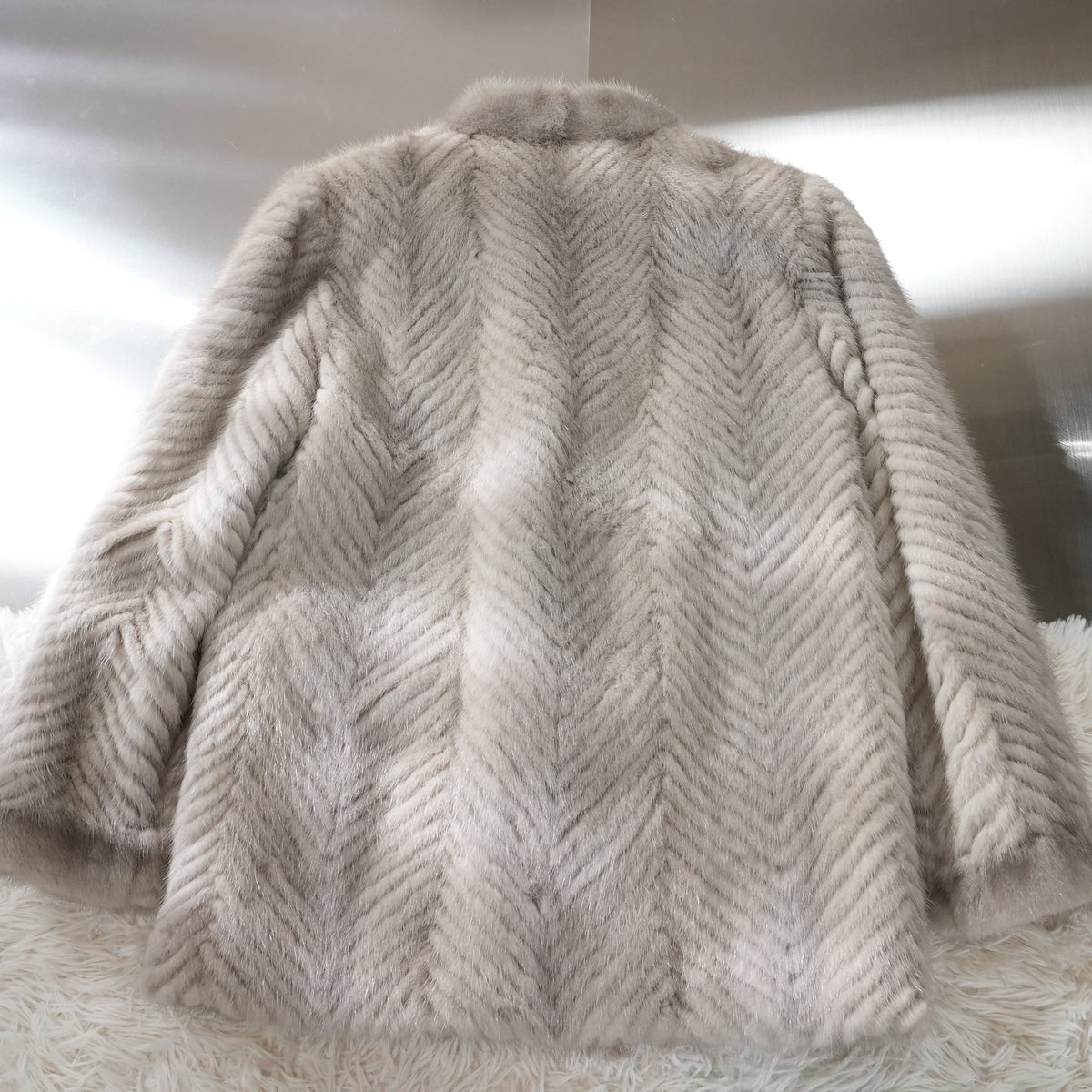Sapphire Mink Fur Coat chevron - Genuine Vintage Fur From Japan