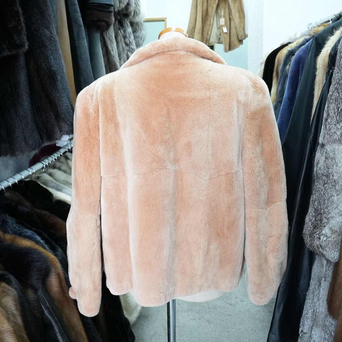 Pink Beige Dyed Nutria Fur crop Jacket - Genuine Vintage Fur From Japan