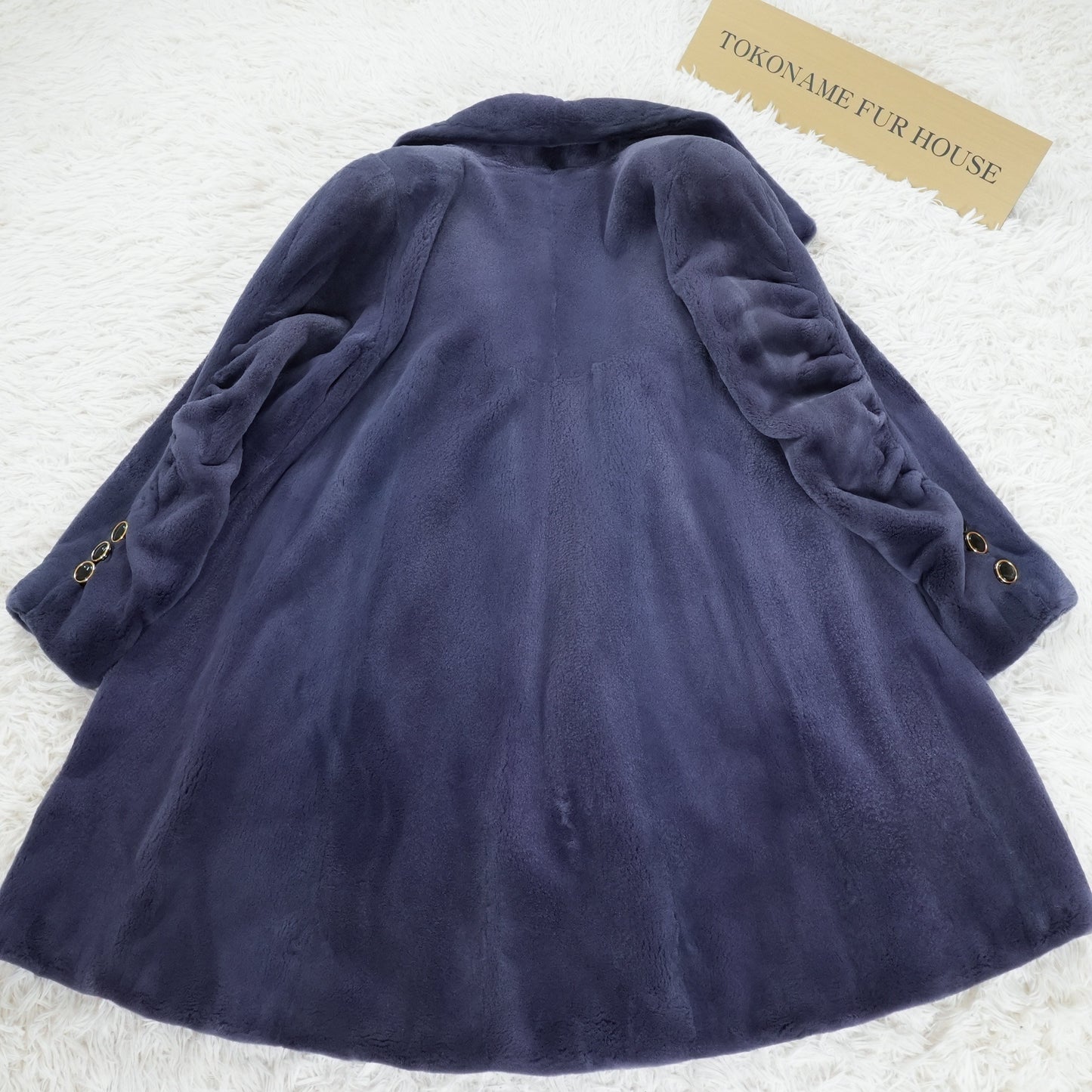 Shaved Mink Blue Dyed Long Coat - Genuine Vintage Fur From Japan