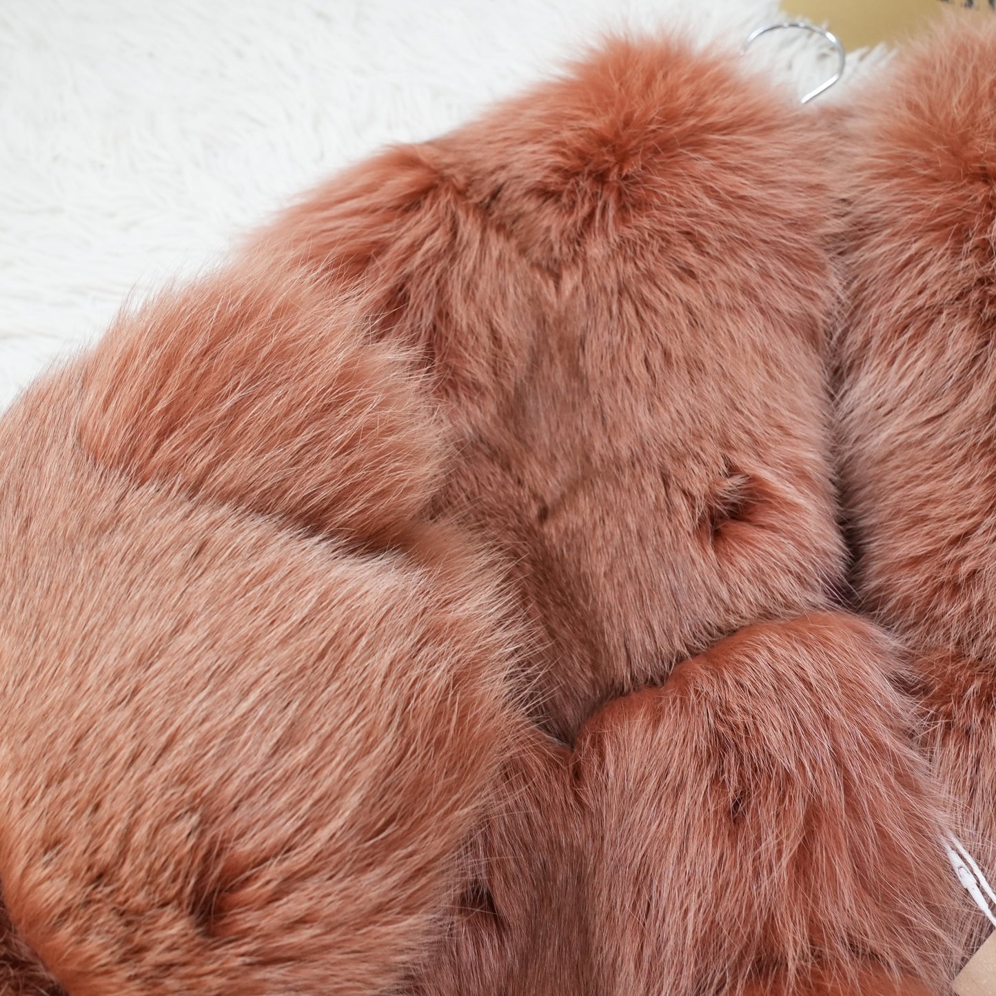 Dull Red Dyed SAGA FOX Fur Coat - Genuine Vintage Fur From Japan