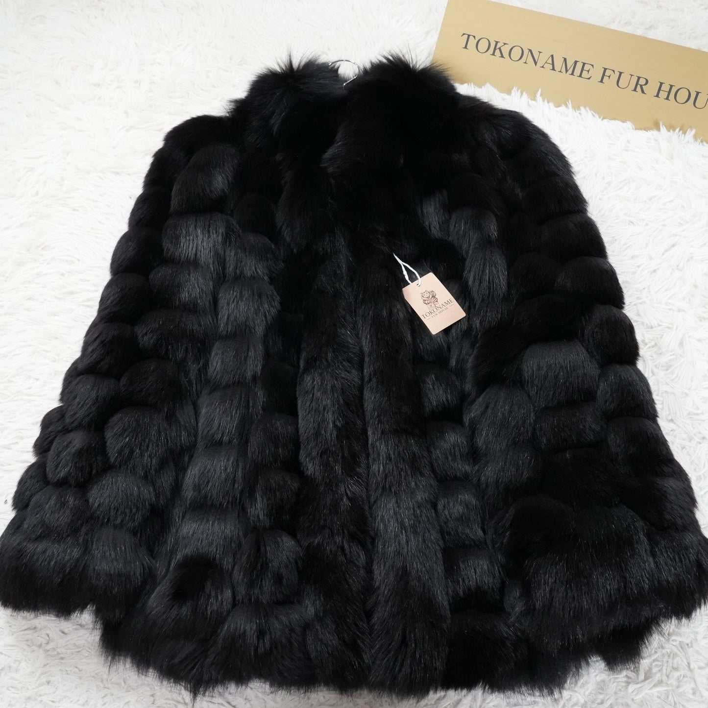 Black Dyed Fox Design Coat EMBA - Genuine Vintage Fur From Japan