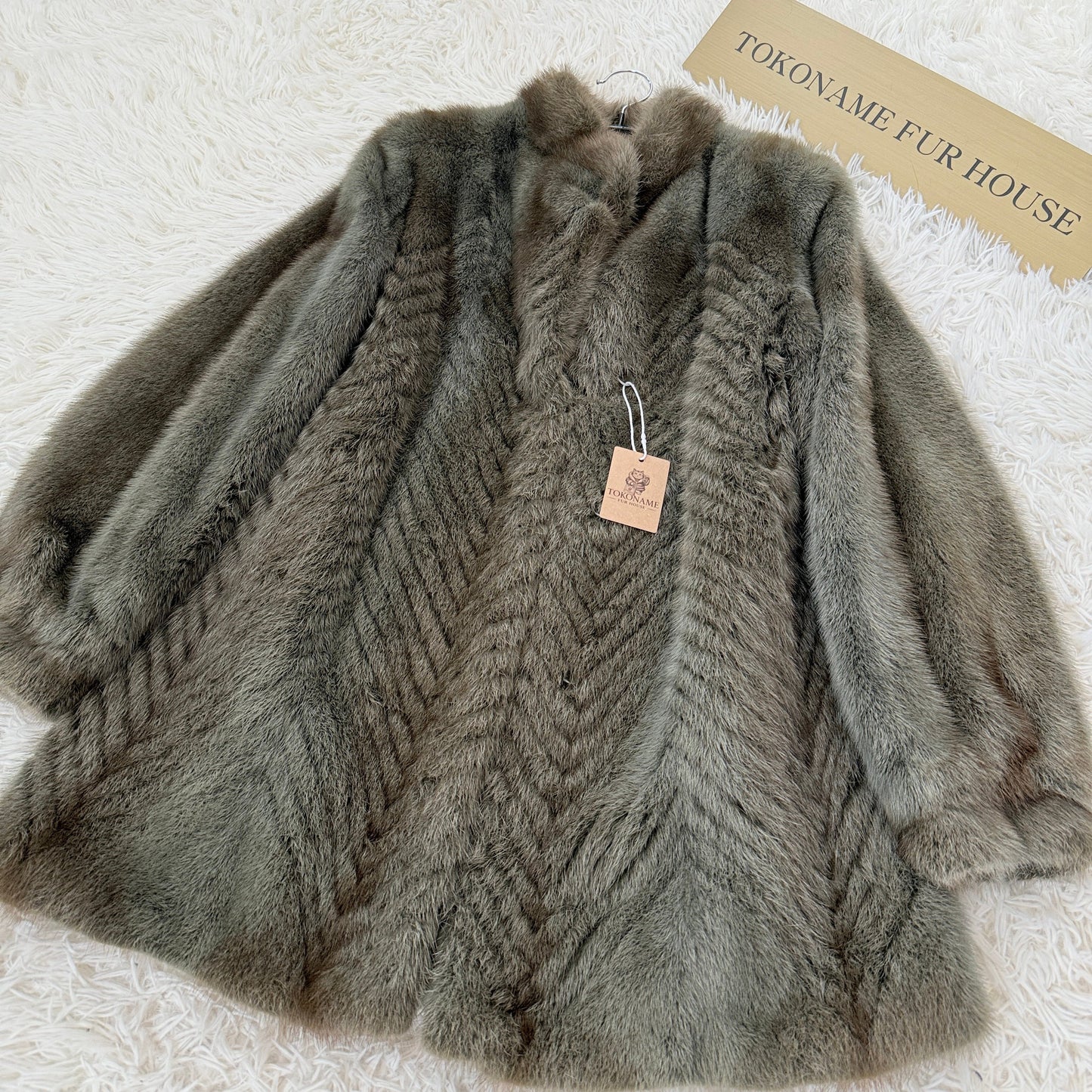 Mink Ash Green Dyed Coat Vintage Fur Japan