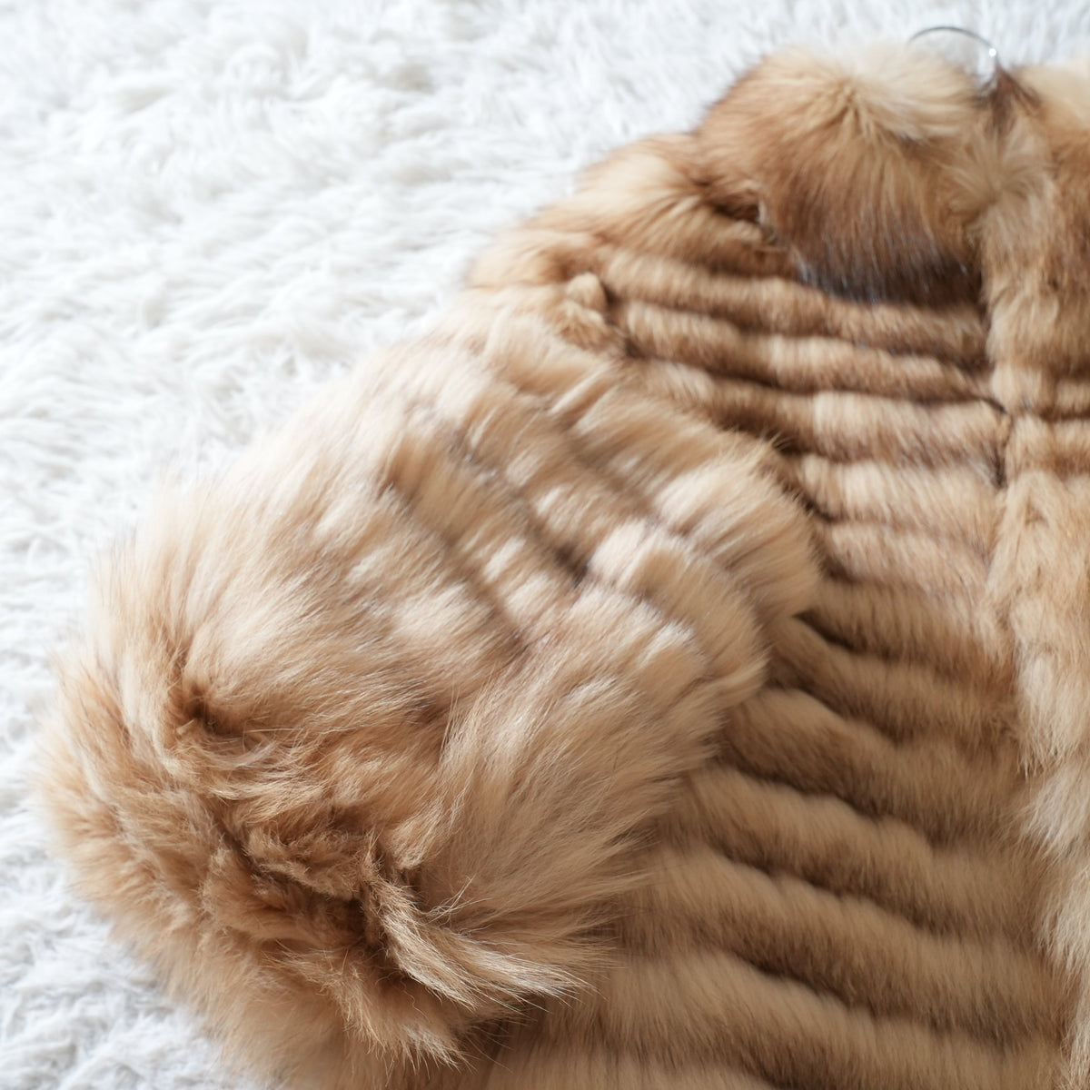 Beige Dyed Fox Fur Coat - Genuine Vintage Fur From Japan
