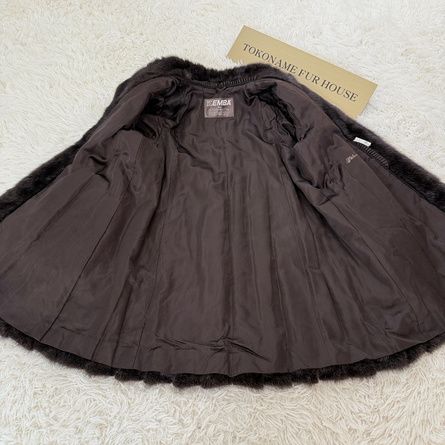 Black Cross Dyed Mink Coat EMBA Genuine Vintage Fur Japan