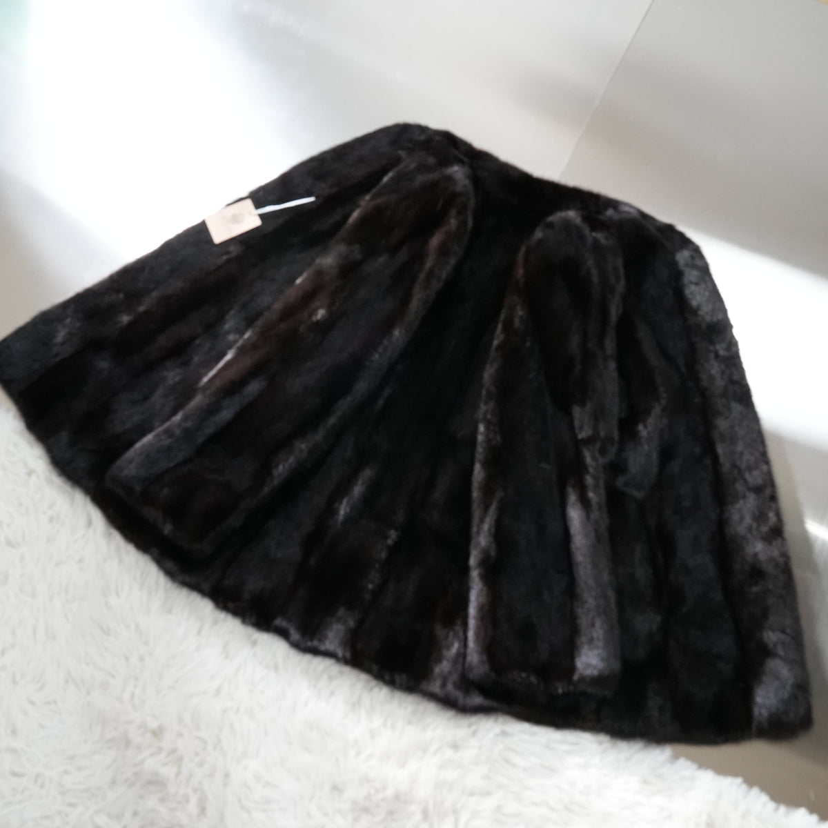 Dark Mink Stripe Design Coat Moonbat Fur - Genuine Vintage Fur From Japan