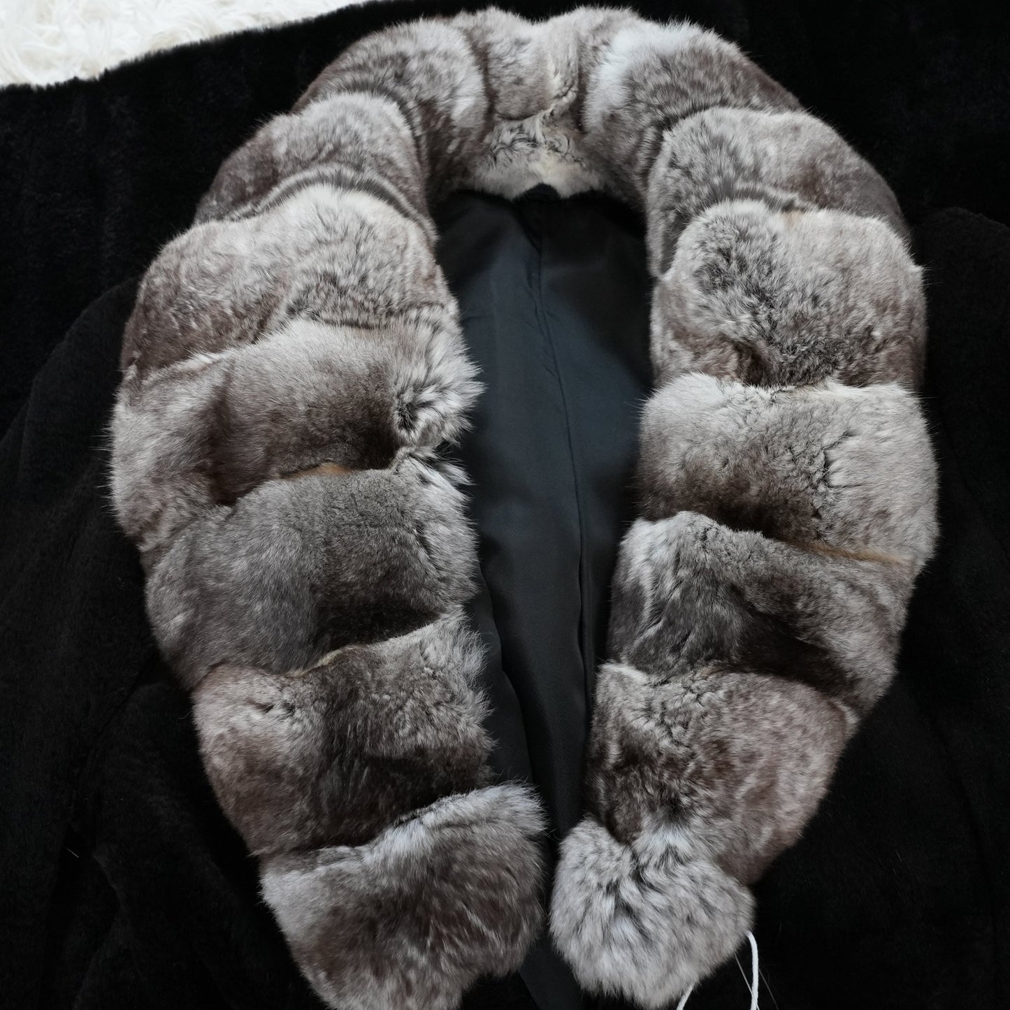 Shaved Mink and chinchilla Trim Coat - Genuine Vintage Fur From Japan