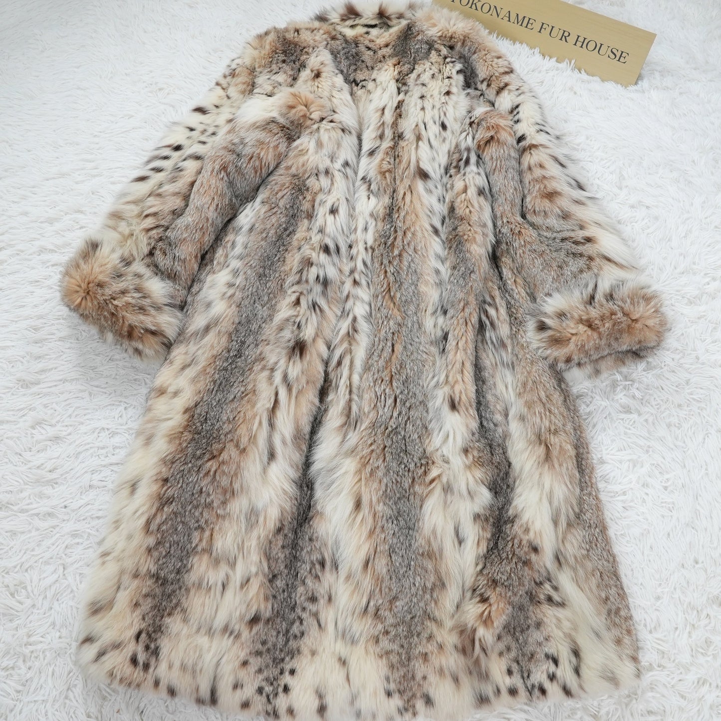 Lynx Fur Long Coat Roll Up Sleeve Calvin Klein - Genuine Vintage Fur From Japan