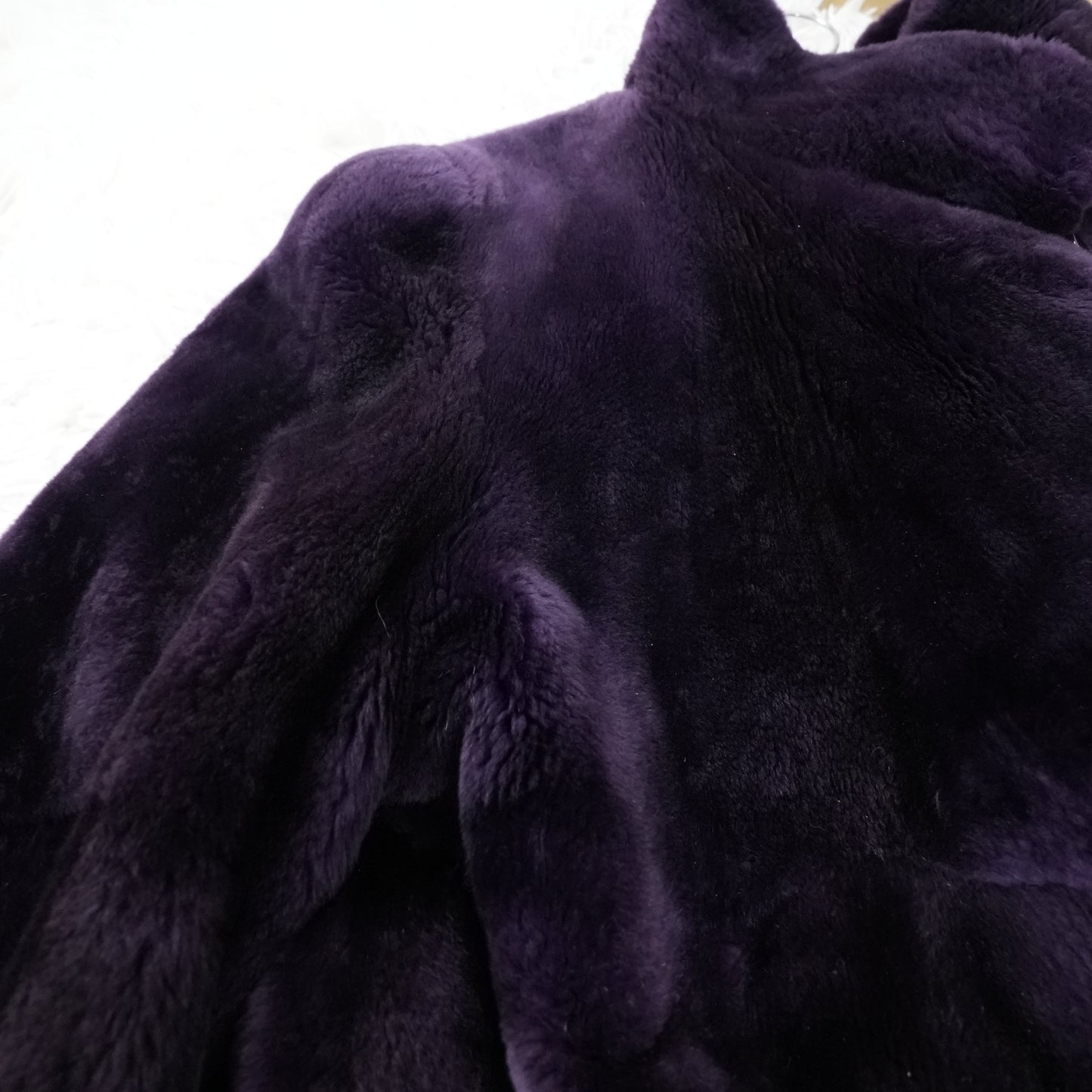 Nutria Purple Deyd Coat Wide hem Roll up Sleeve - Genuine Vintage Fur From Japan
