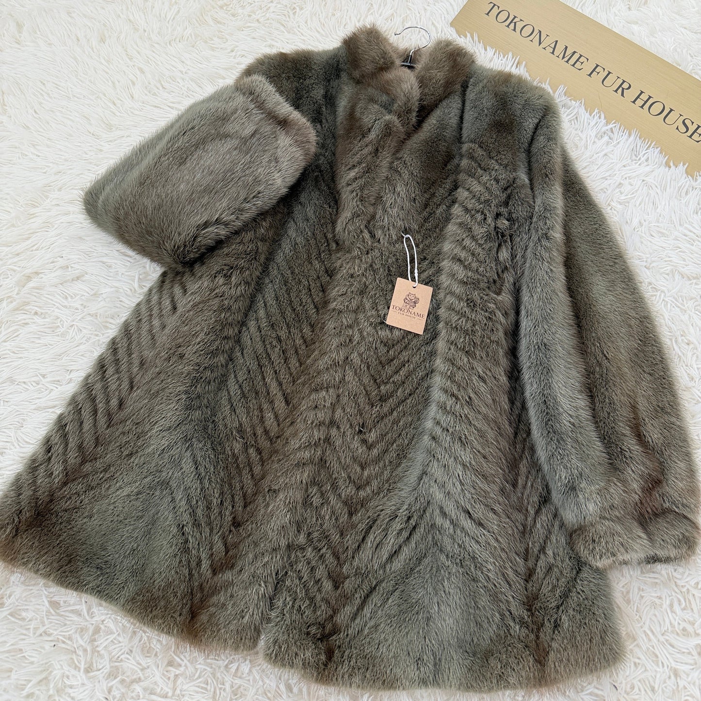 Mink Ash Green Dyed Coat Vintage Fur Japan