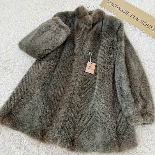 Mink Ash Green Dyed Coat Vintage Fur Japan