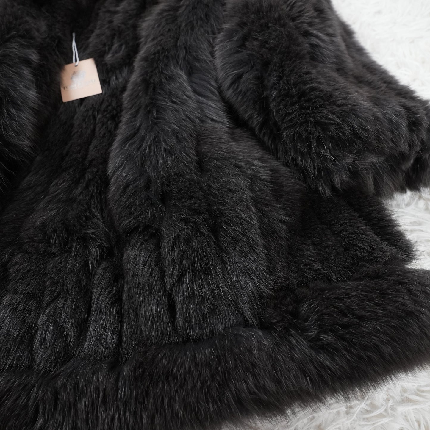 Gray Dyed Fox Fur Coat DU BAINS - Genuine Vintage Fur From Japan