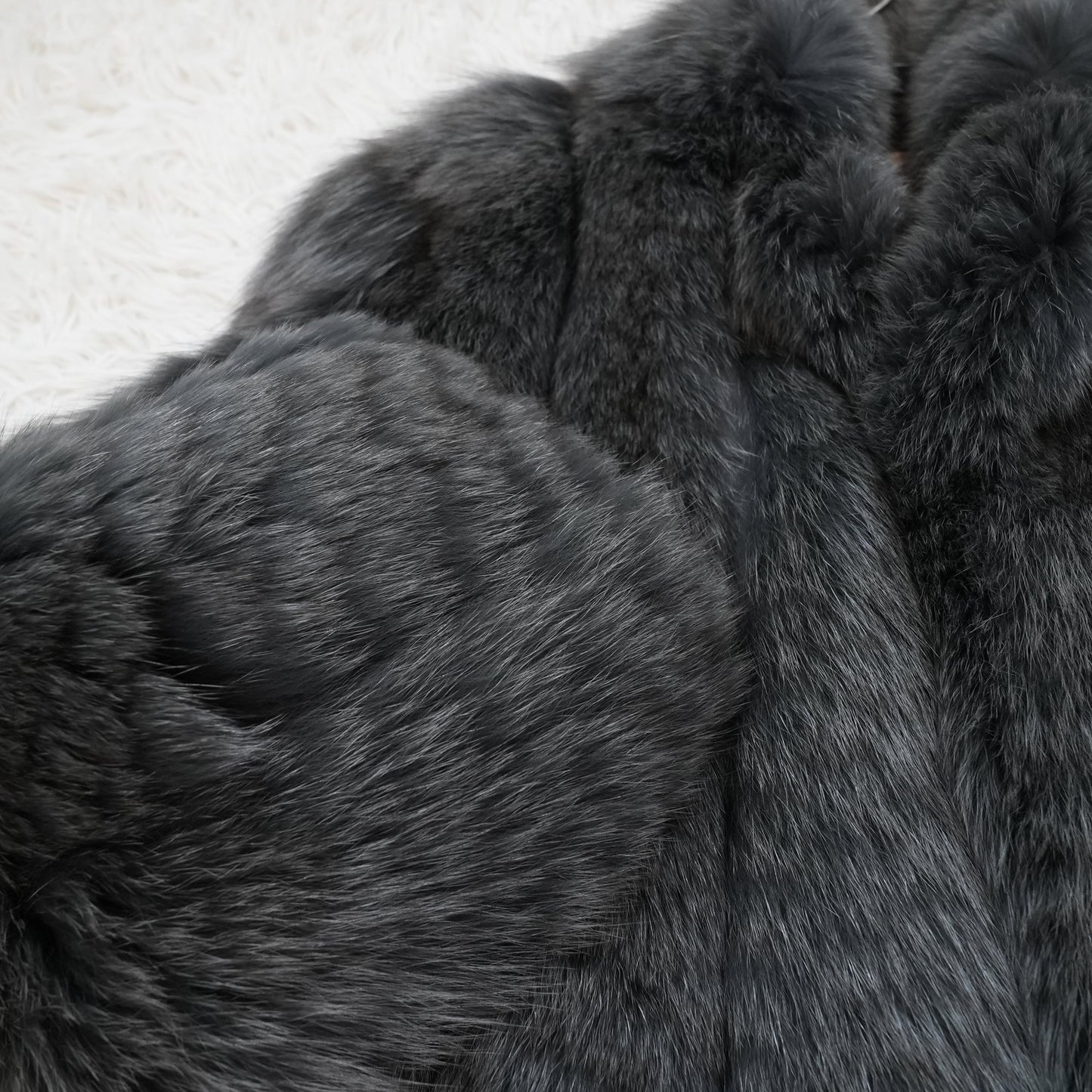 Gray Dyed Fox Fur Coat nakamur fur - Genuine Vintage Fur From Japan