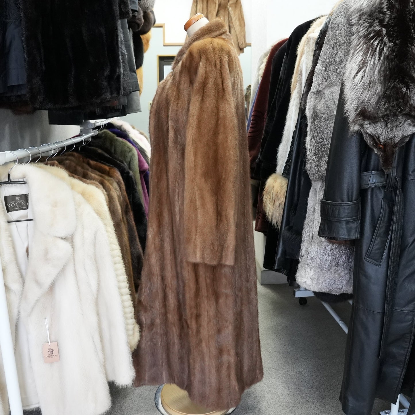 Demi Buff Mink Very Long Coat maxi length SAGA MINK - Genuine Vintage Fur From Japan