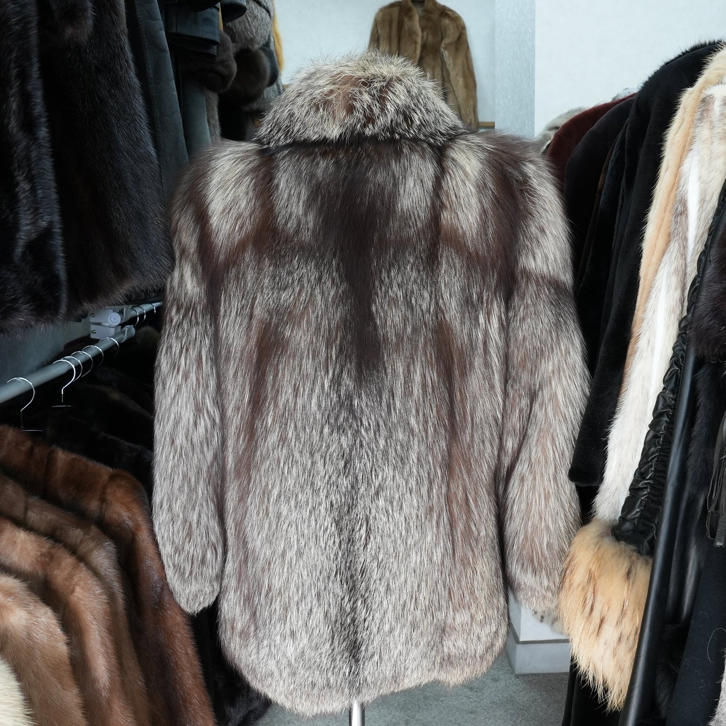 Silver Fox Fur Coat - Genuine Vintage Fur From Japan