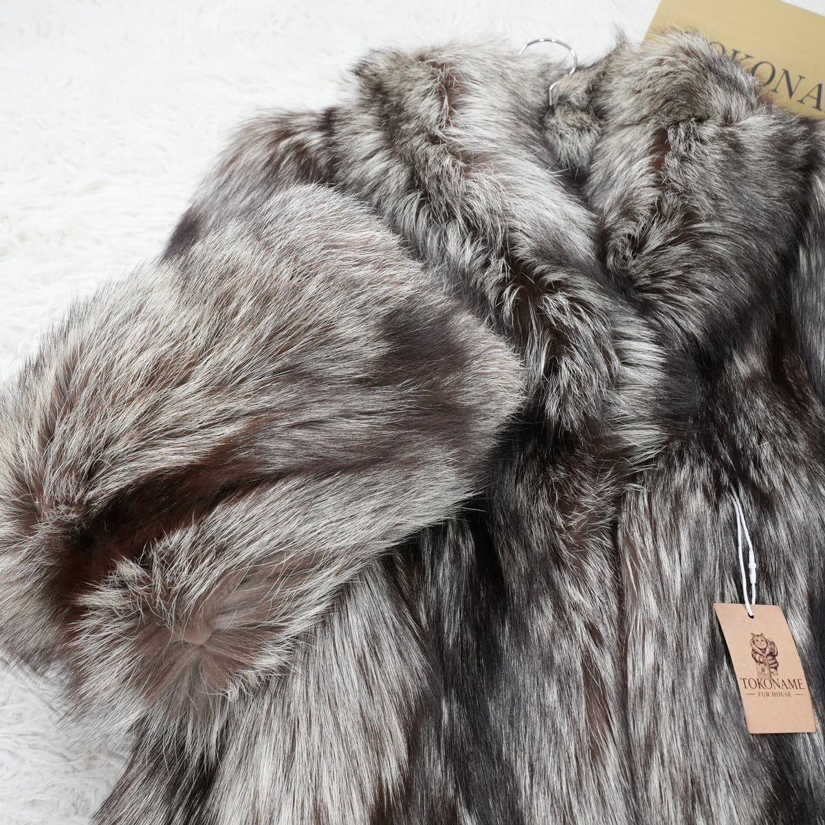 Silver Fox Semi Long Coat Soft and Fluffy - Genuine Vintage Fur From Japan