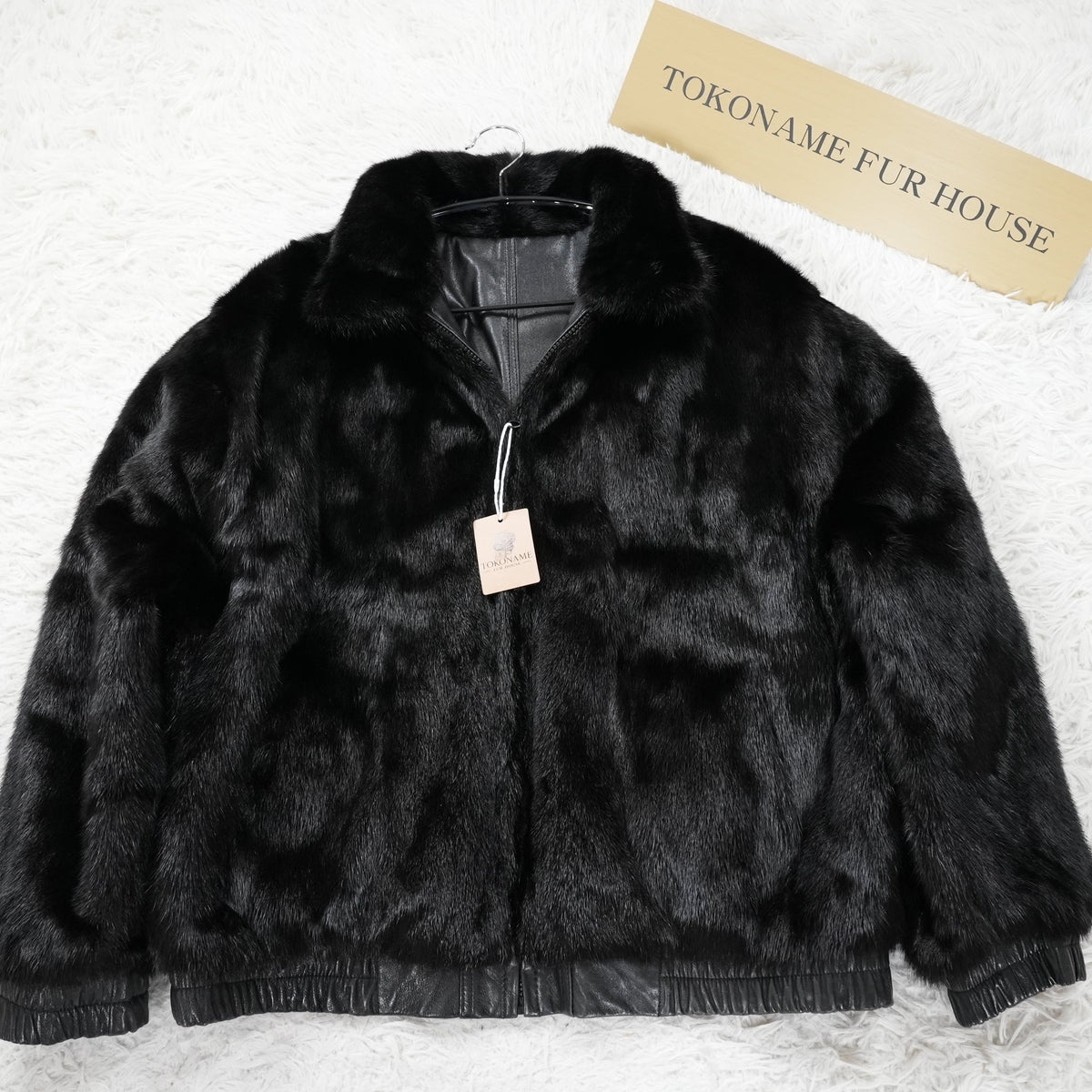 Men Mink and Leather Reversible Zip up Bomber Jacket - Genuine Vintage Fur From Japan