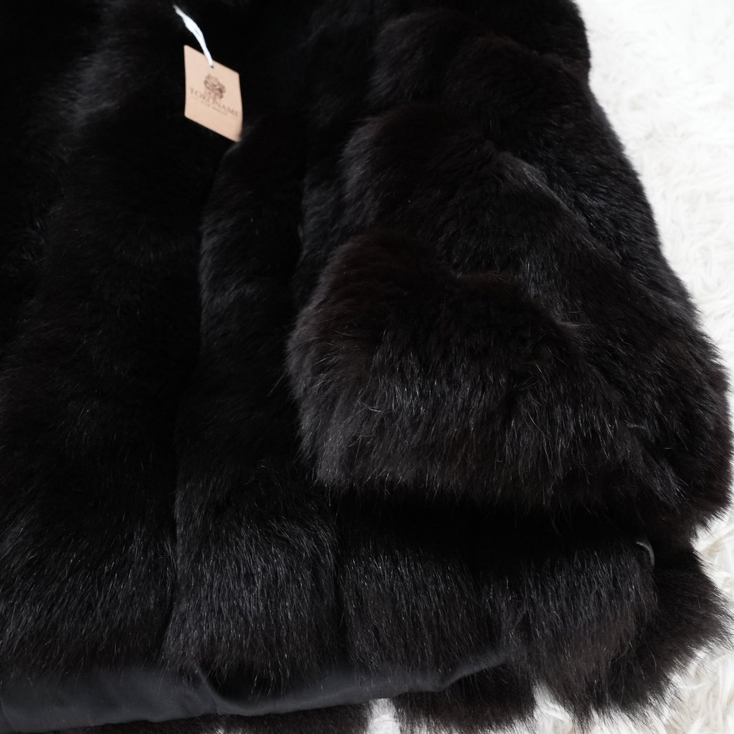 ROYAL SAGA FOX Black dyed Fur Coat - Genuine Vintage Fur From Japan