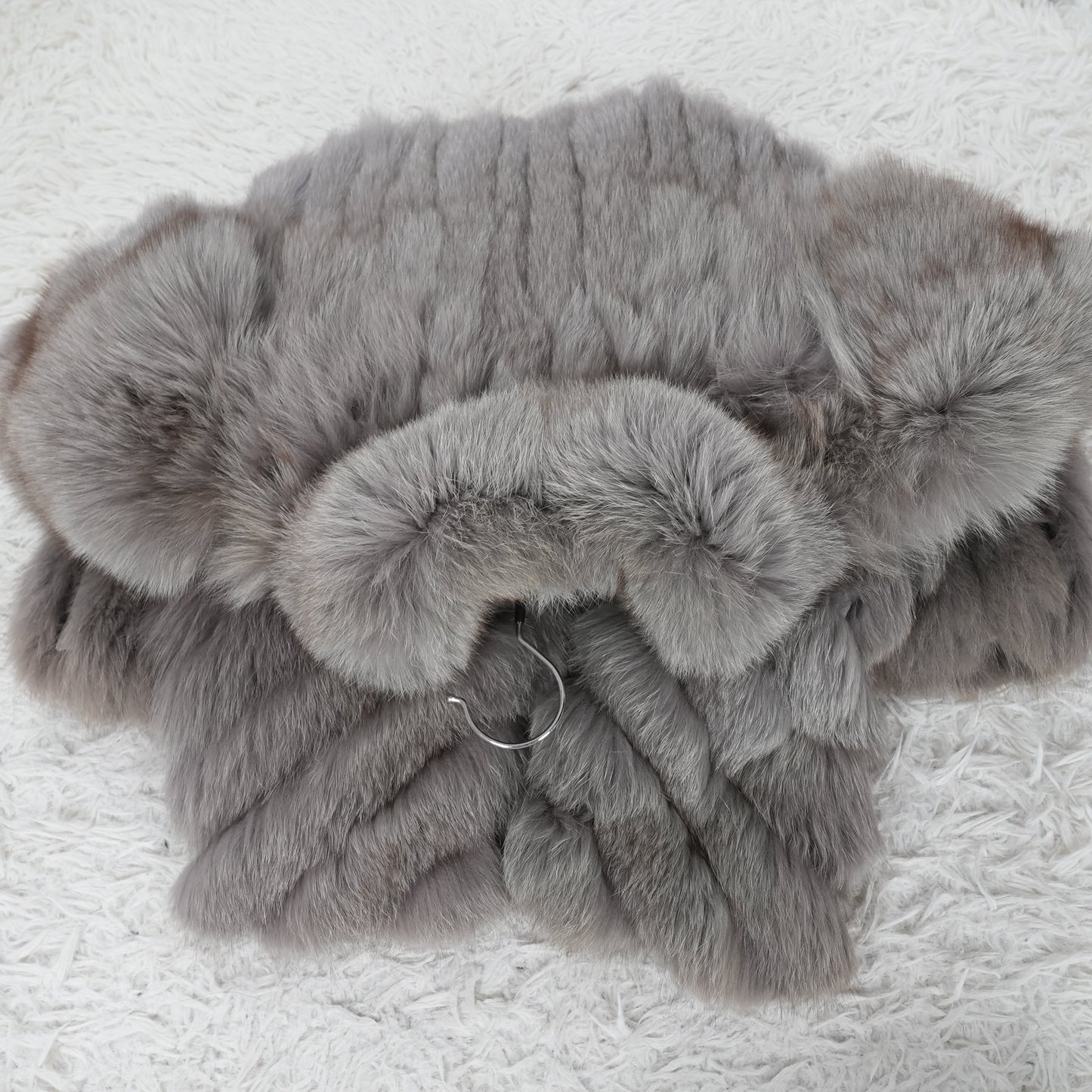Gray Dyed Fox Fur Coat - Genuine Vintage Fur From Japan