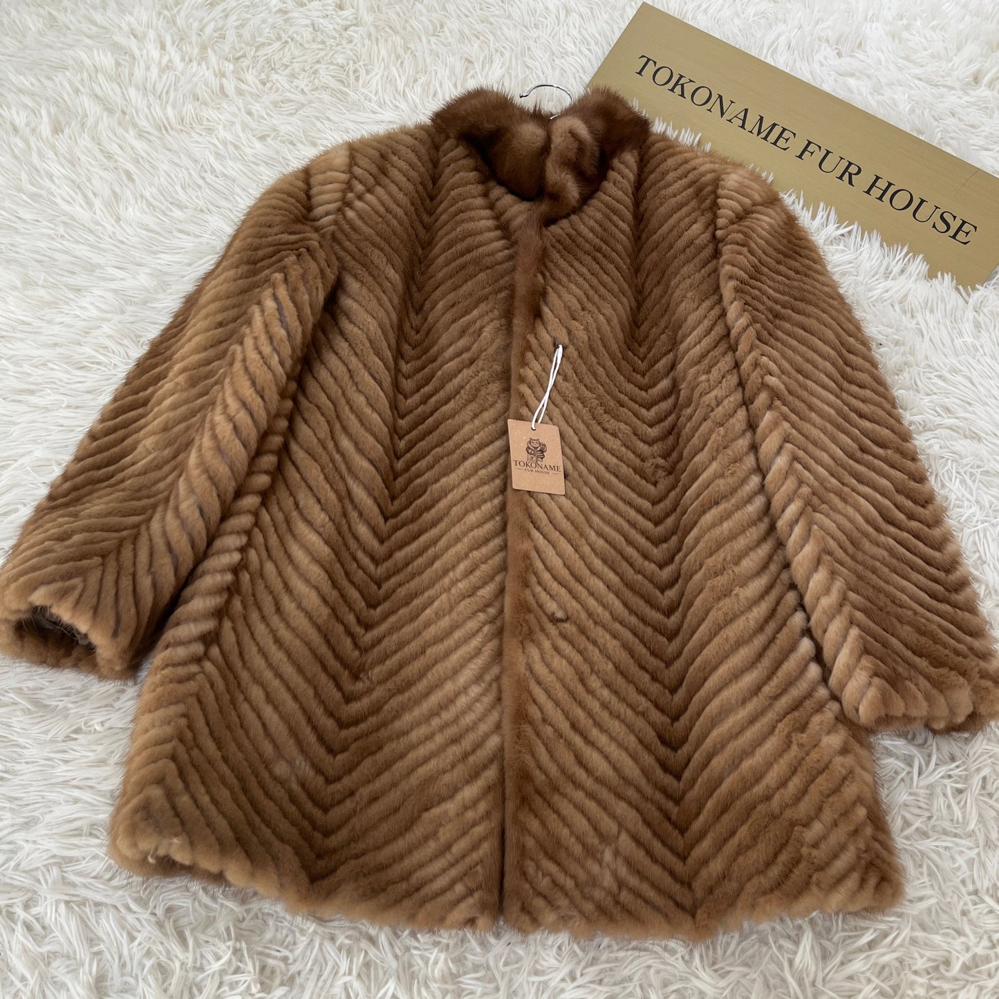 Demi Buff Mink Jacket Zig Zag Cutting Genuine Vintage Fur Japan