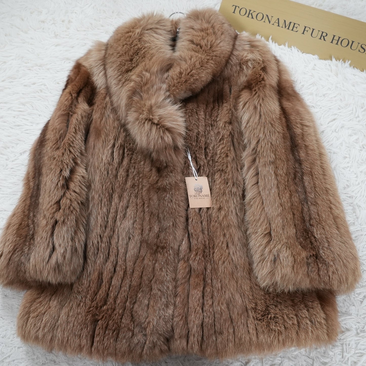 Brown Dyed Fox Fur Design Coat - Genuine Vintage Fur From Japan
