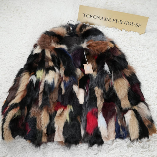 Multicolor Fox Jacket - Genuine Vintage Fur From Japan