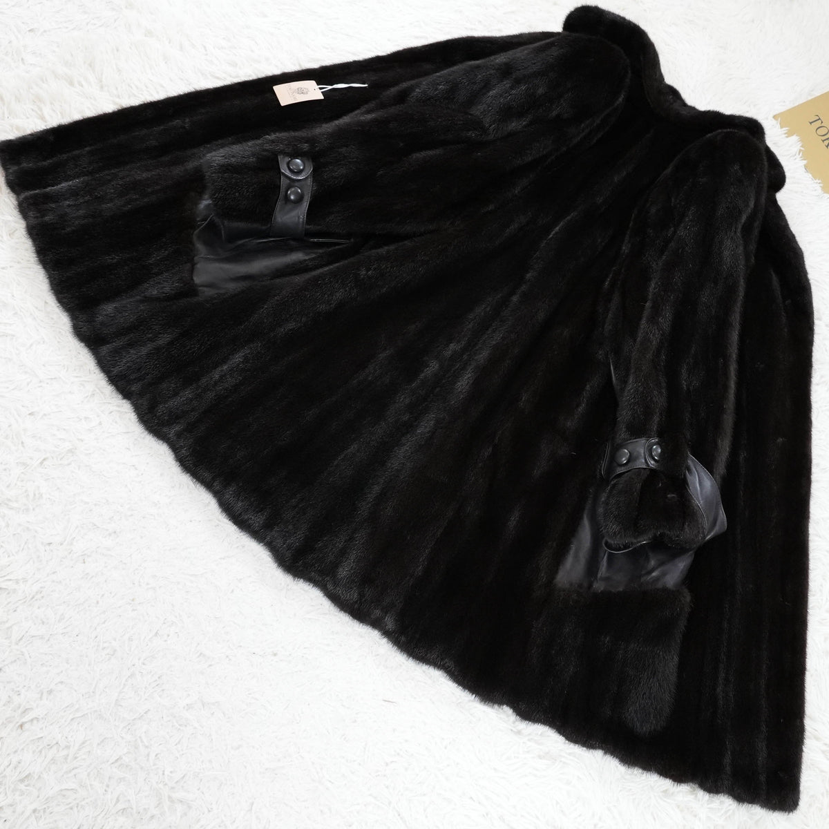 Dark Mink Fur and Leather Panel Coat- Genuine Vintage Fur From Japan