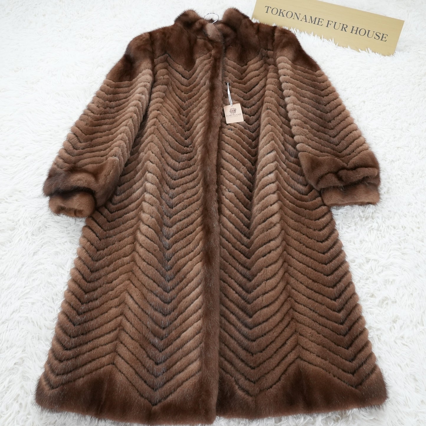 Demi Buff Mink Long Coat ZigZag Cutting - Genuine Vintage Fur From Japan