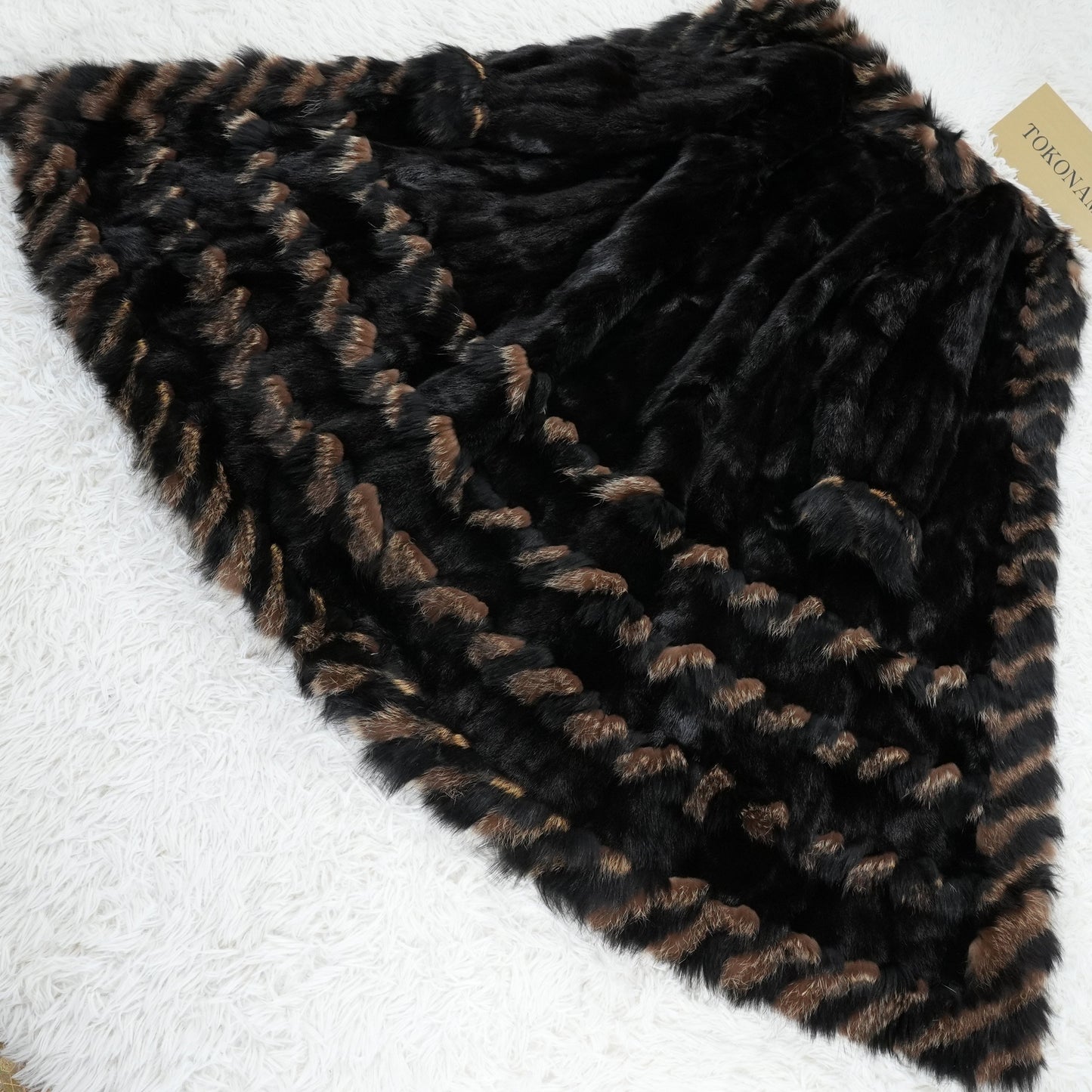 Dark mink and Raccoon dog Fur Long Coat - Genuine Vintage Fur From Japan