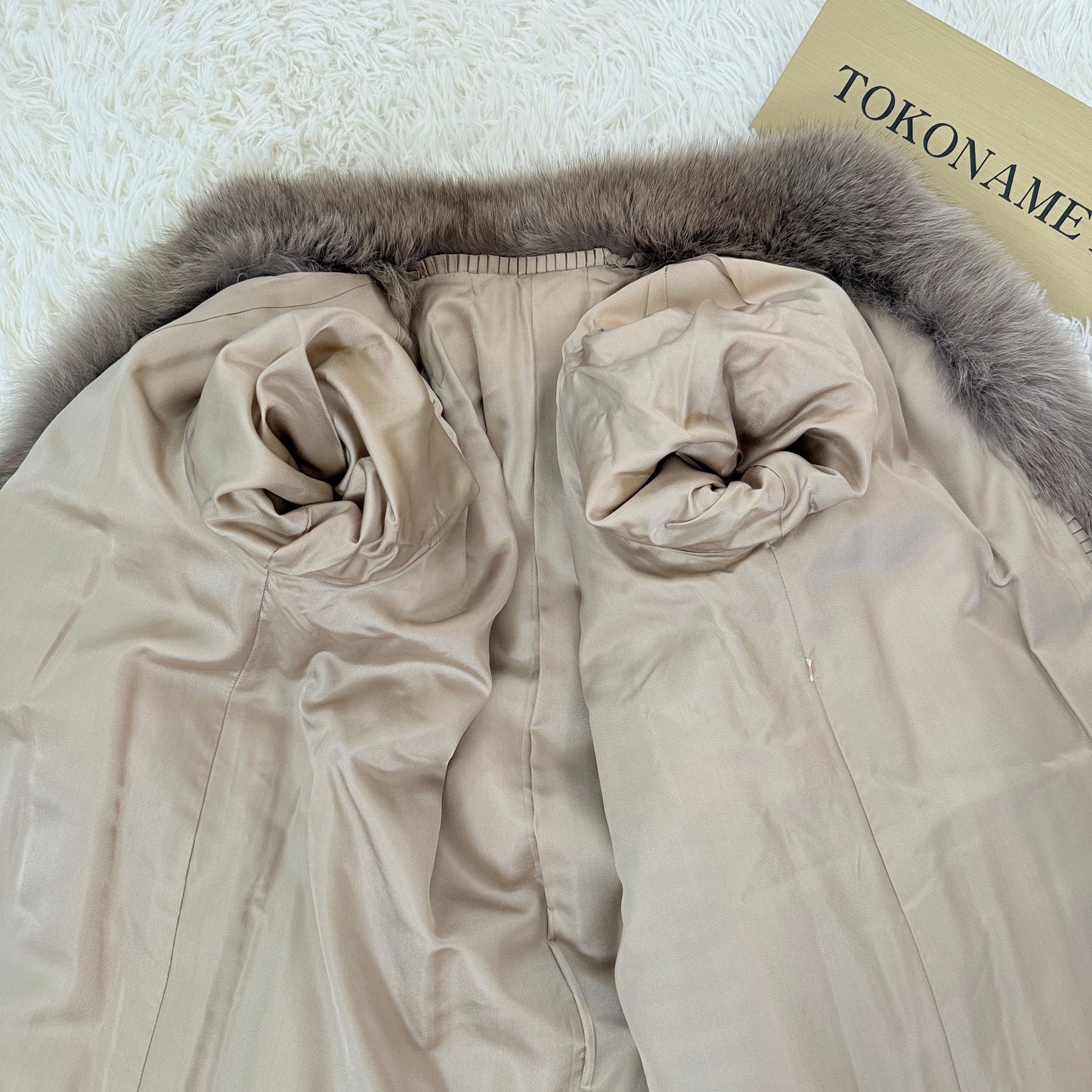 Ash Beige Fox Coat Genuine Vintage Fur Japan