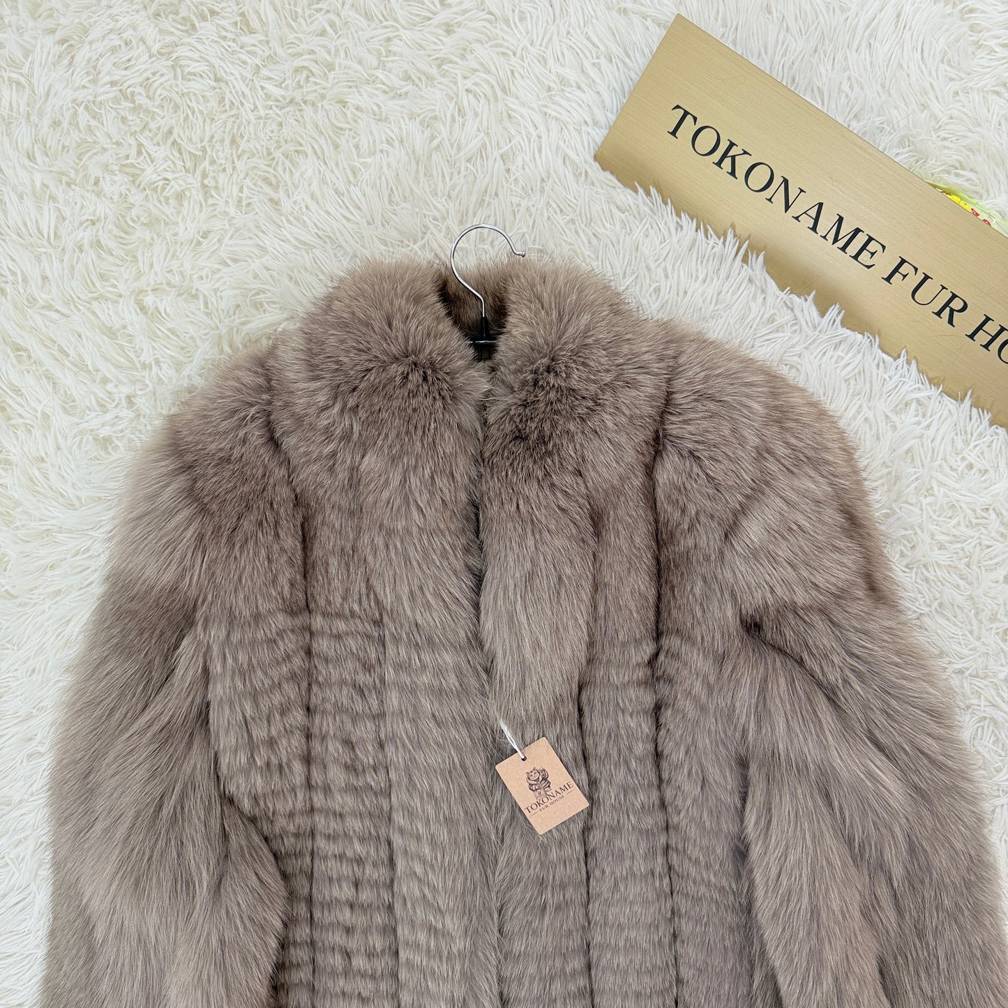 Ash Beige Fox Coat Genuine Vintage Fur Japan