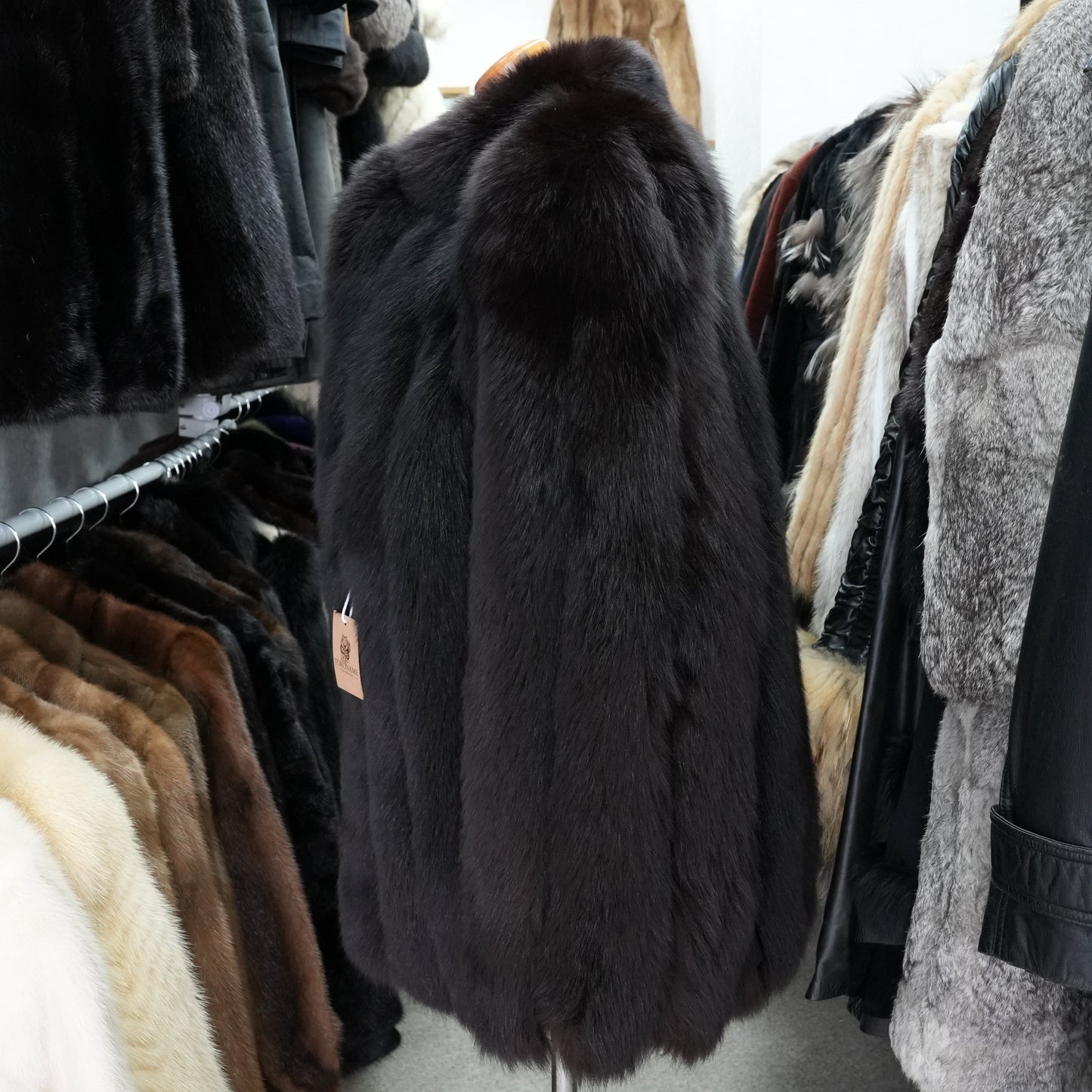Black Dyed SAGA Fox Coat - Genuine Vintage Fur From Japan