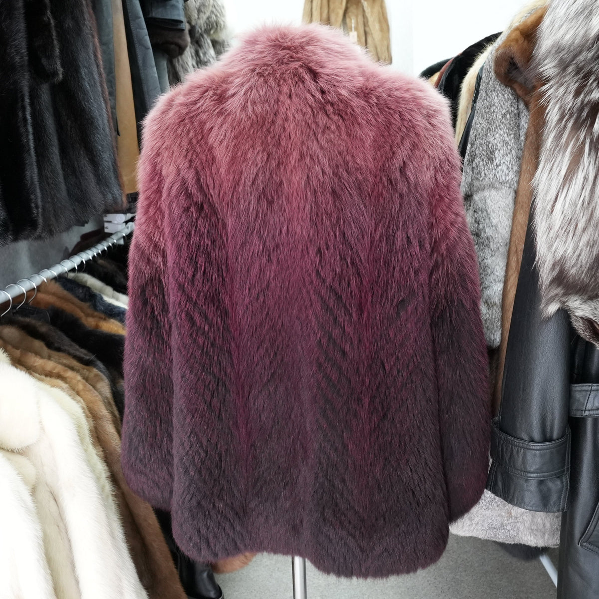 Gradient Dyed Design Fur Coat - Genuine Vintage Fur From Japan