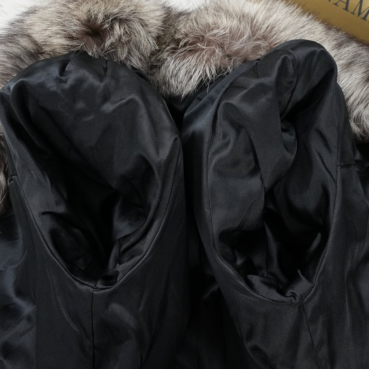 Silver Fox Semi Long Coat Soft and Fluffy - Genuine Vintage Fur From Japan
