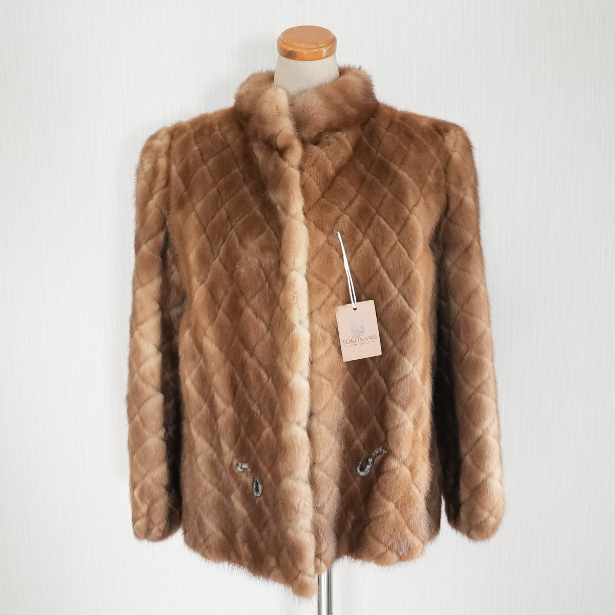Demi Buff Mink Fur Diamond Cut Design Jacket - Genuine Vintage Fur From Japan