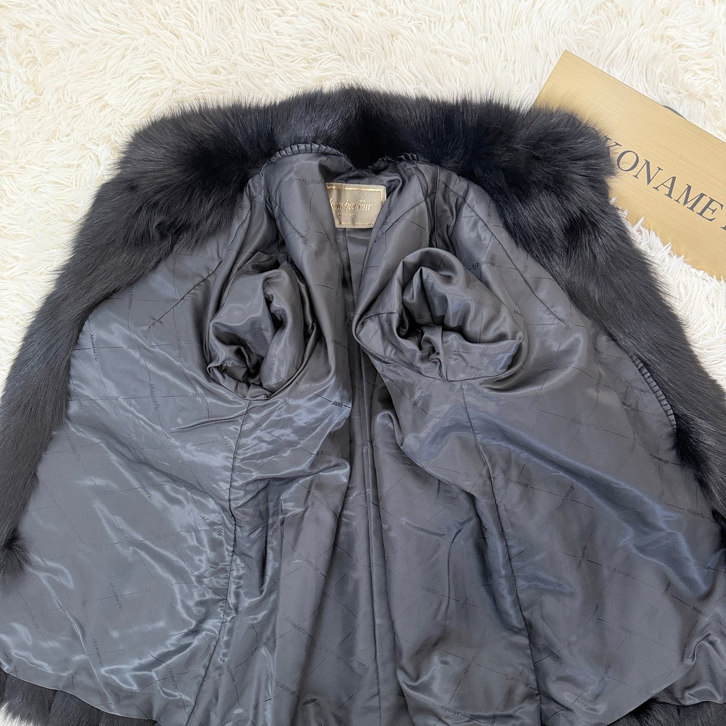 Black dye Fox Coat Genuine Vintage Fur Japan