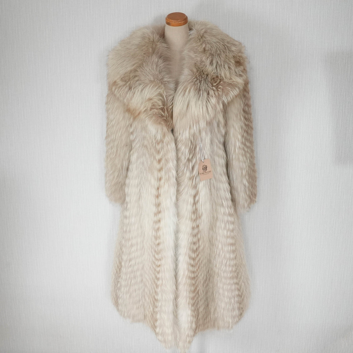 Light Beige Dyed Fox Fur Long Coat EMBA - Genuine Vintage Fur From Japan
