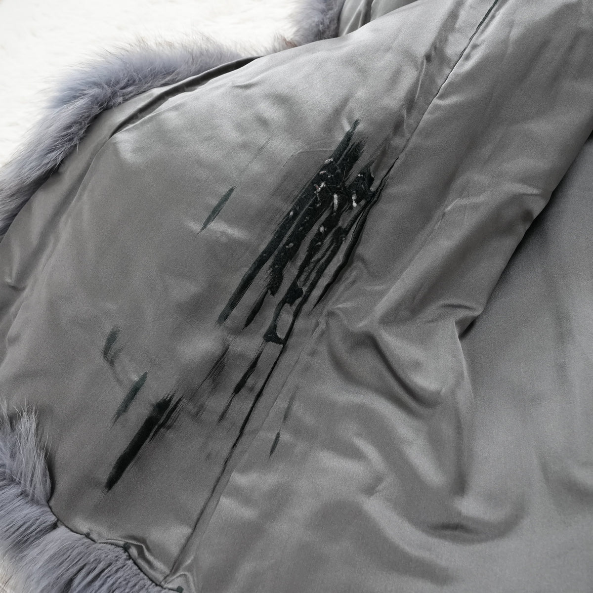 Blue ash Dyed Fox Coat Soft and Fluffy - Genuine Vintage Fur From Japan