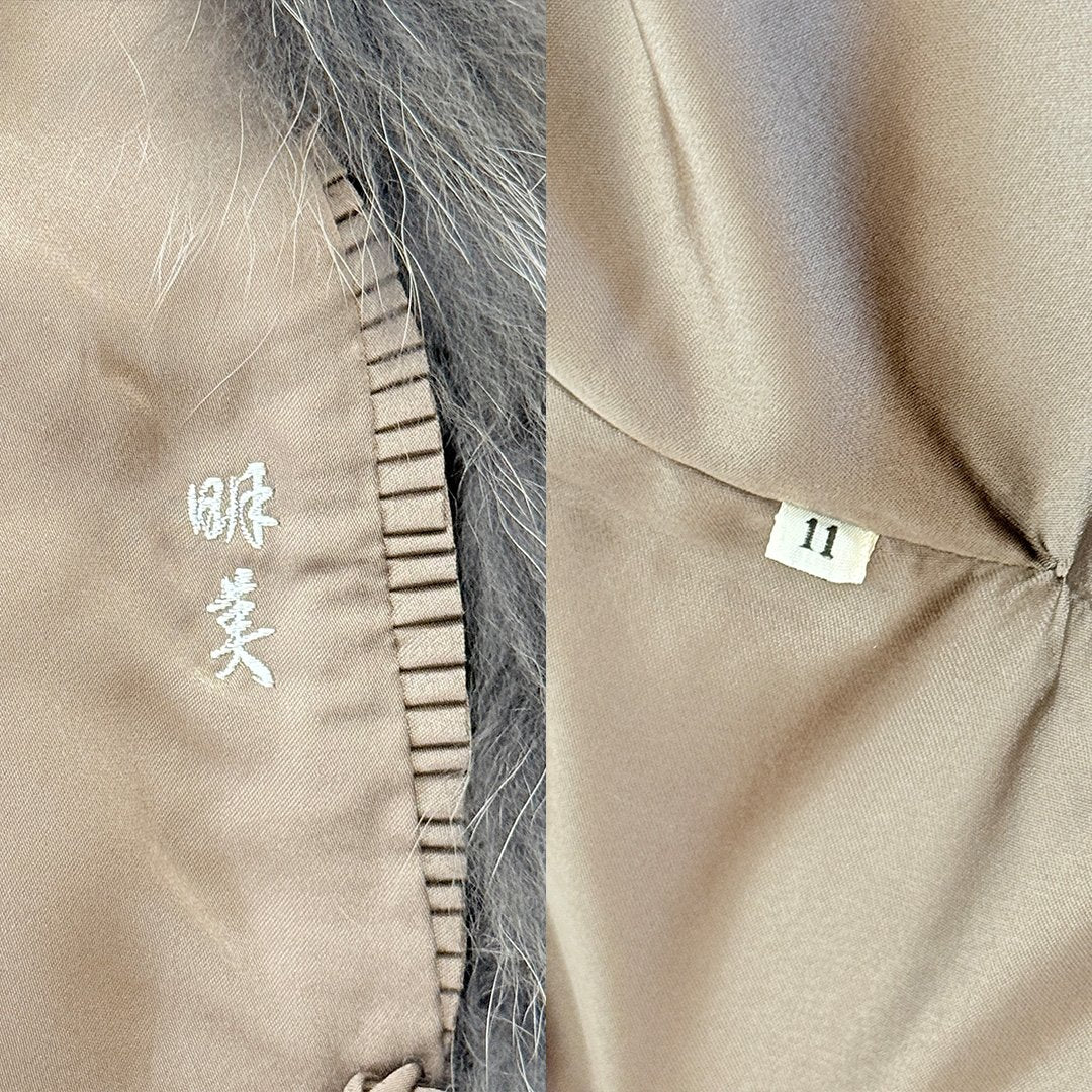 Blue Fox Ash Green Dyed Jacket Vintage Fur Japan