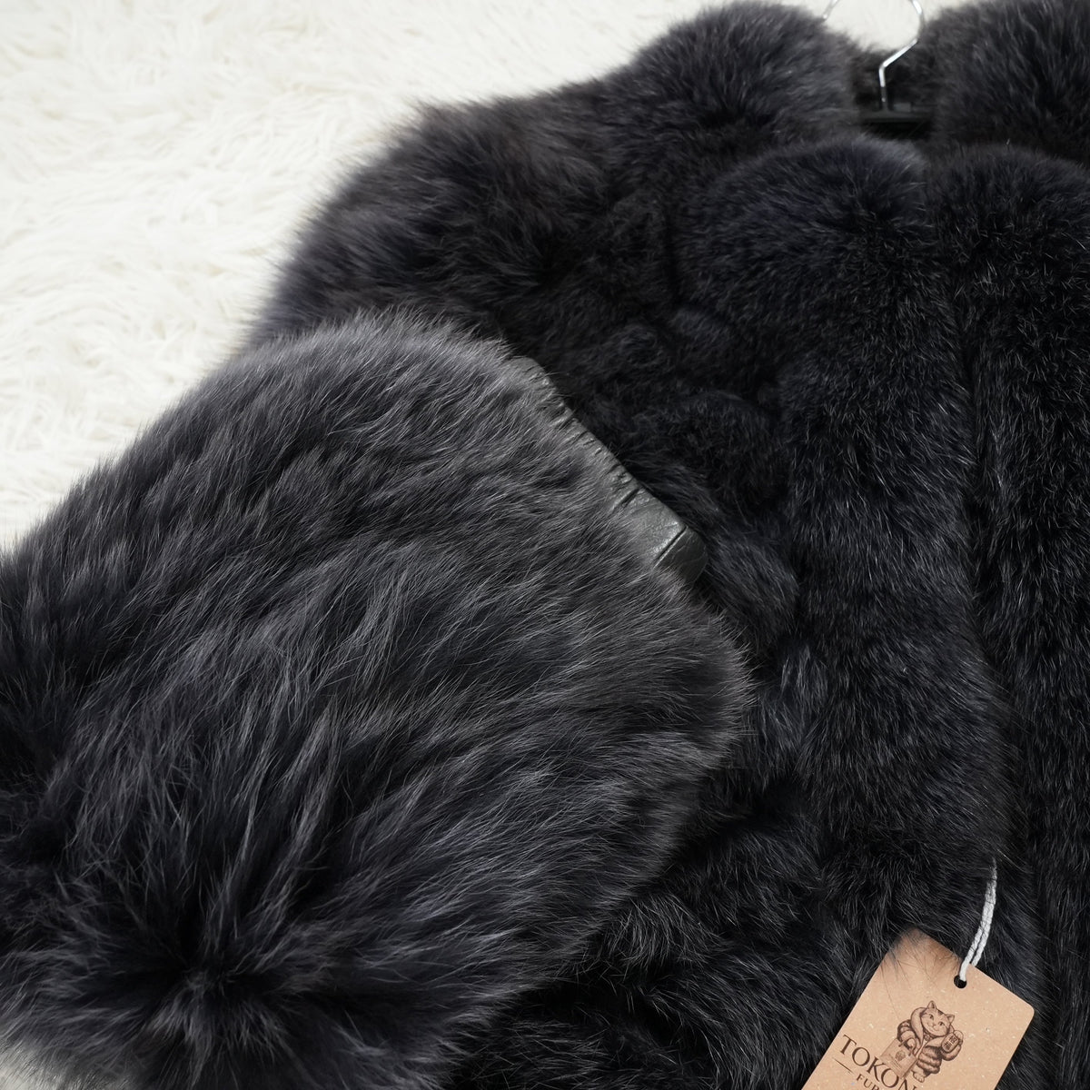 Amethyst Dyed Fox and Leather Design Coat SAGA FOX - Genuine Vintage Fur From Japan