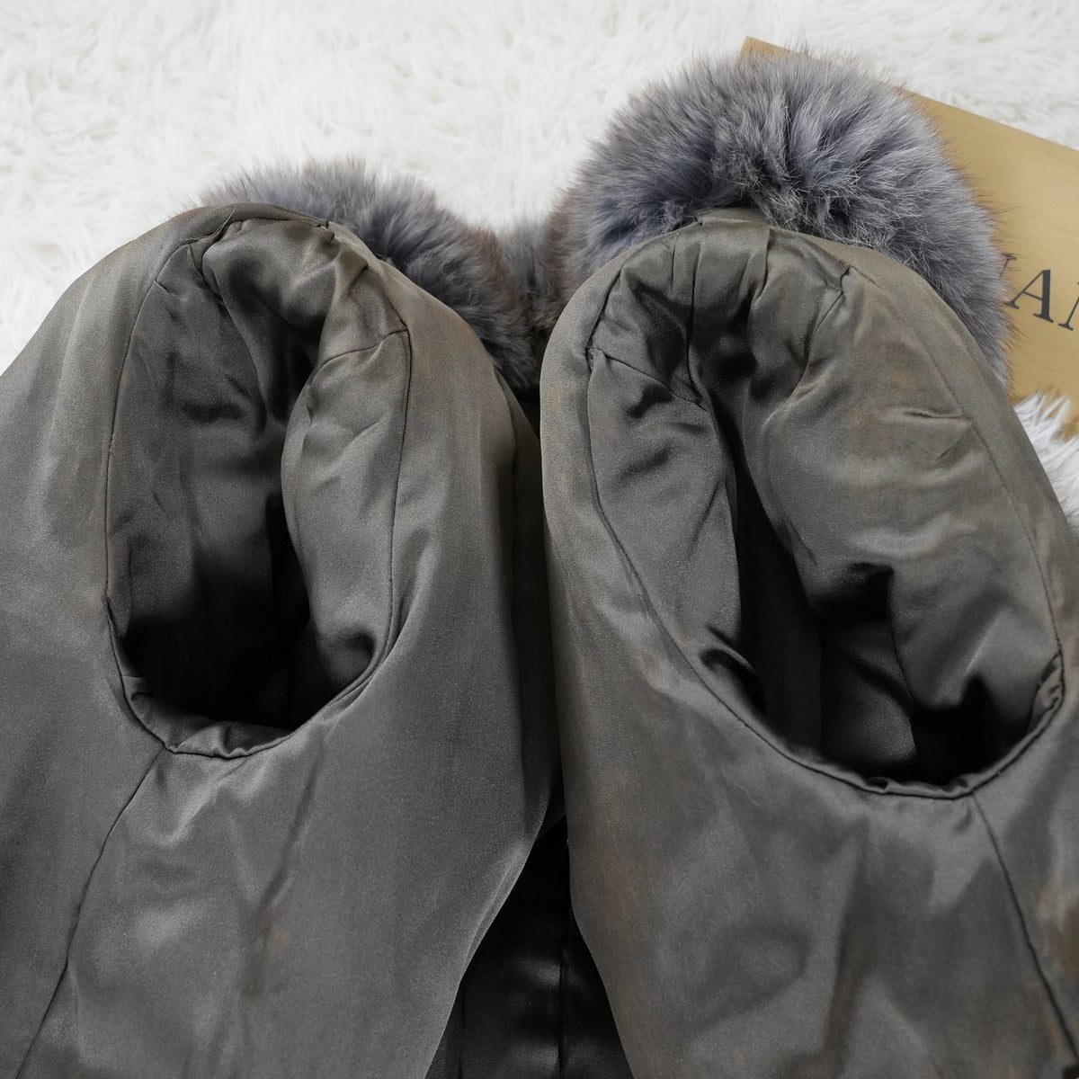 Ash Blue Dyed Fox Fur Design Coat - Genuine Vintage Fur From Japan