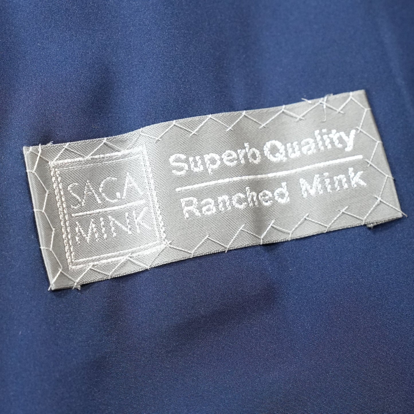 Dark Blue Shaved Mink Hem Pattern SAGA MINK - Genuine Vintage Fur From Japan
