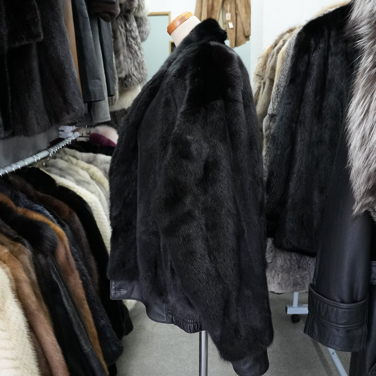 Men Mink and Leather Reversible Bomber Jacket- Genuine Vintage Fur From Japan