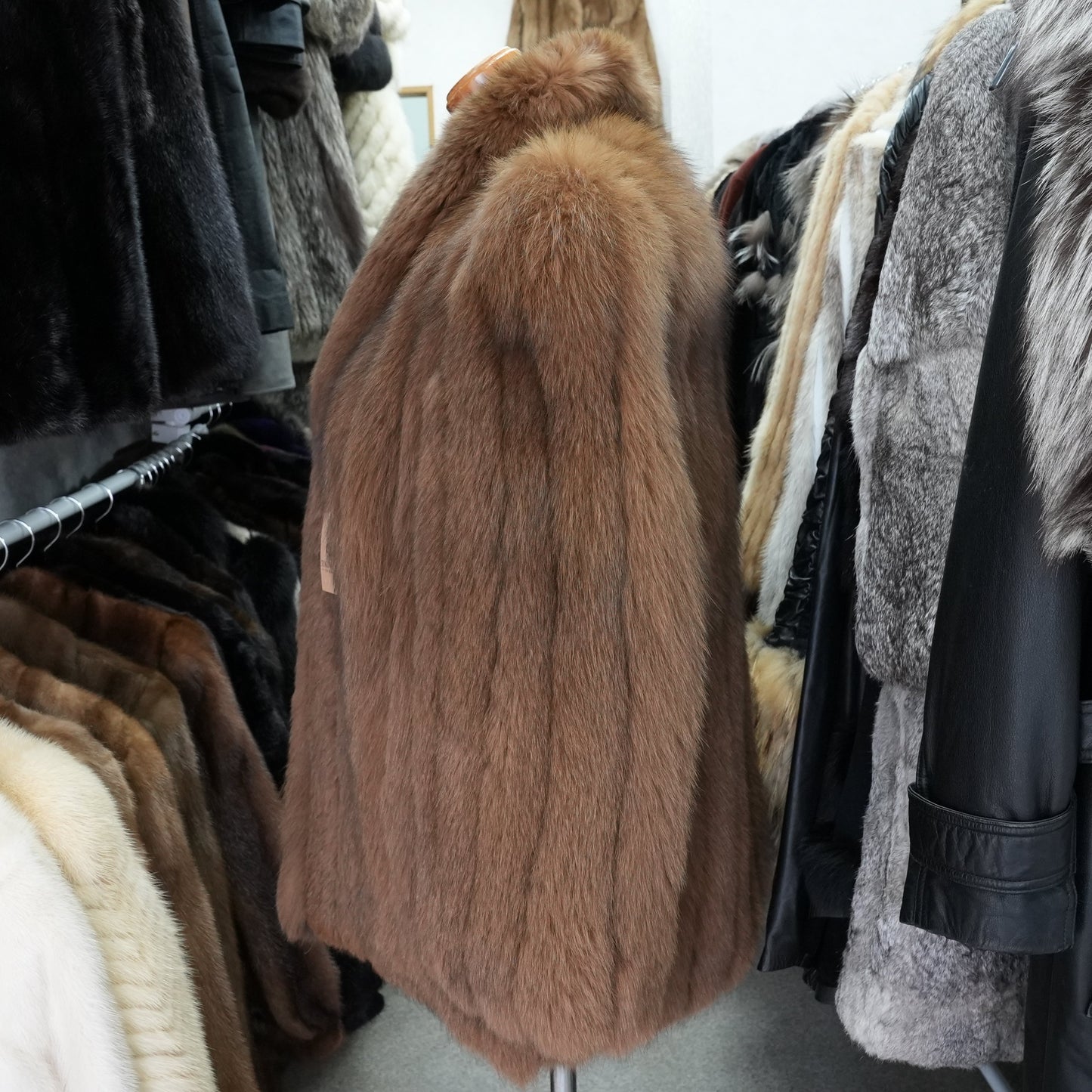 Brown Dyed Fox Fur Coat Soft & Fluffy - Genuine Vintage Fur From Japan